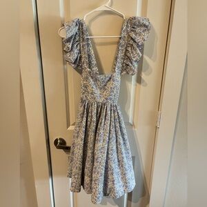 Blue/Purple Floral Ruffle Strap Sundress